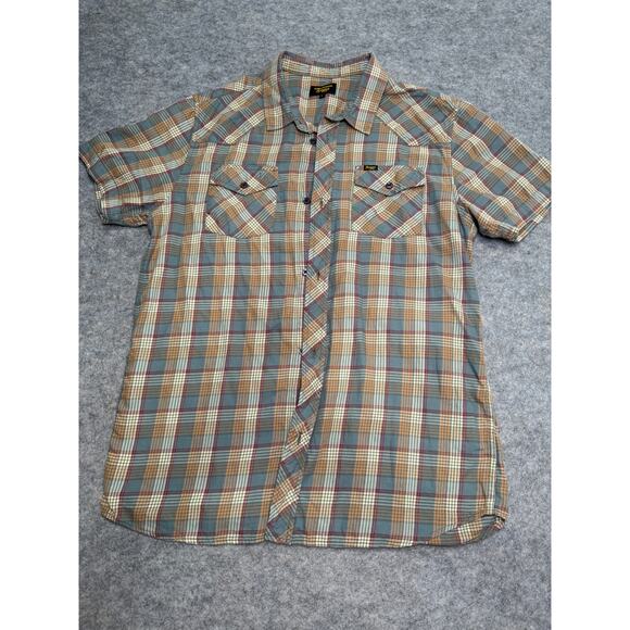 Seager Shirt Mens L Button Up Short Sleeve Western Fishing Distressed - Picture 1 of 7